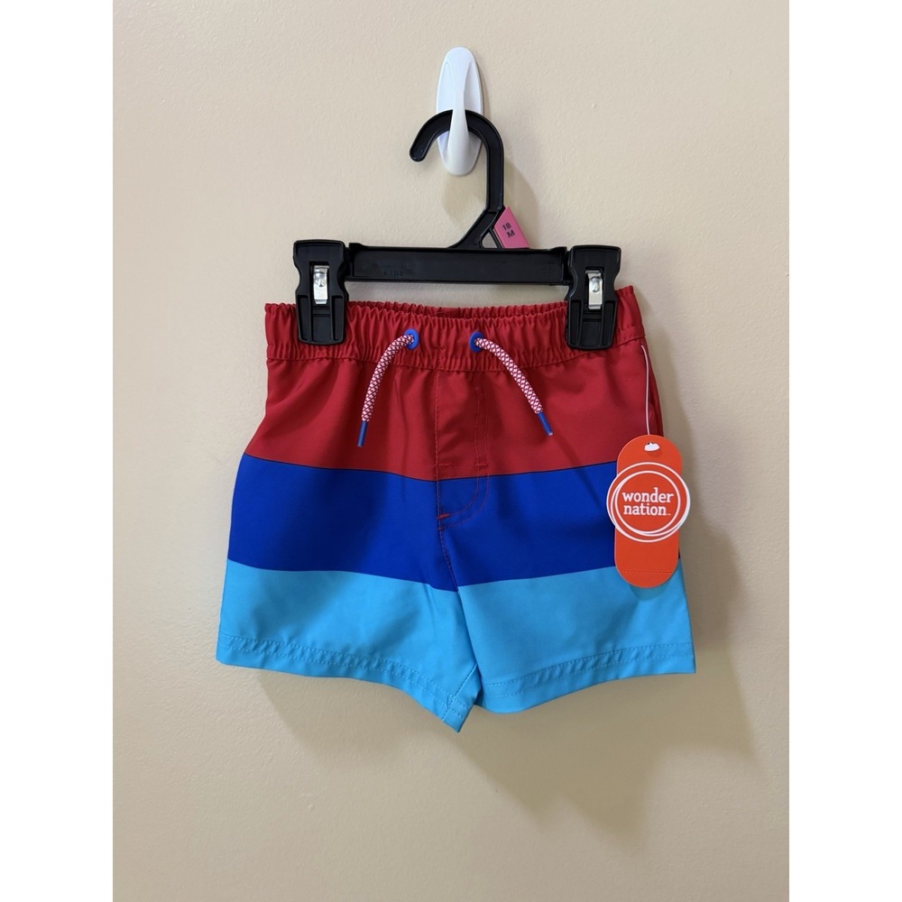 NEW Wonder Nation Baby Quick-Dry Multi-Color Swim Trunks, Size 18M UPF 50+ NWT
